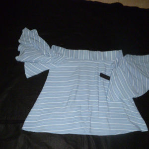 blue Stripped BAtwing Cotton Top